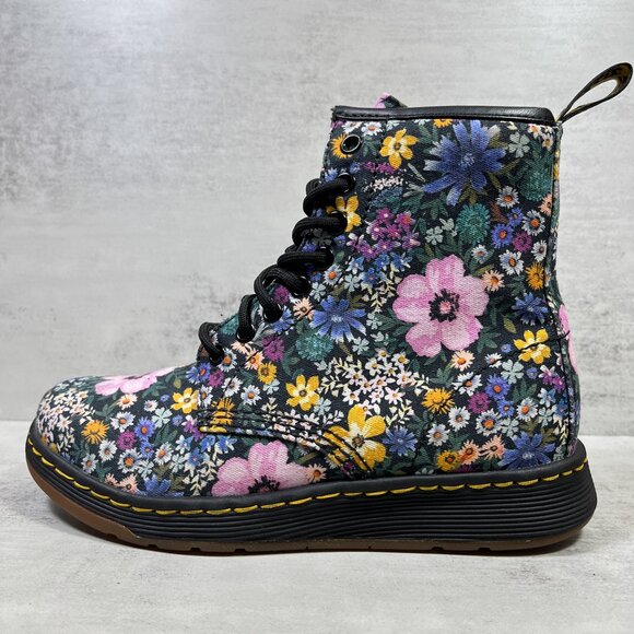 Dr Martens Newton Floral Canvas Lace Up Boots - Women's Size 6 - Multicolor - Picture 1 of 10